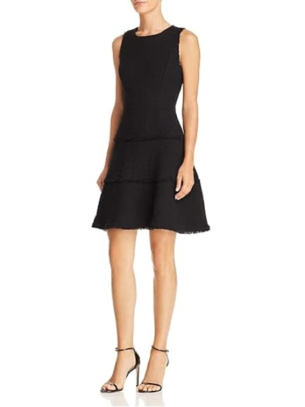 LIKELY Tweed Jewel Sleeveless Black Tiered A-Line Dress (129)